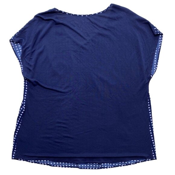 Apt.9 Blouse Top Women's 0X Plus Blue Navy V-Neck Mixed-Media Geo-Print Soft - Picture 6 of 9